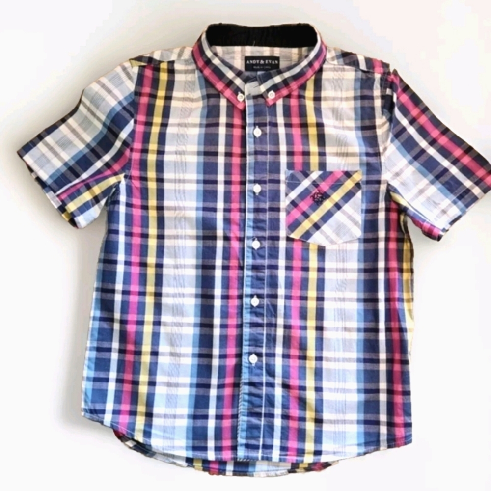 Andy & Evan Madras Plaid Button-down Size 8 Colors Blue Pink Yellow White